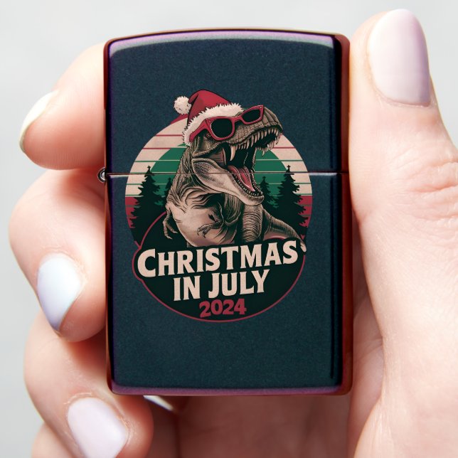 Festive Dino Sticker: Jurassic Santa Zippo Lighter (In Hand)