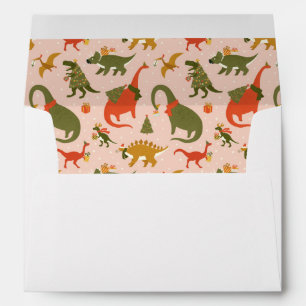 Festive Dinosaur Christmas Tree Holiday Pattern Envelope