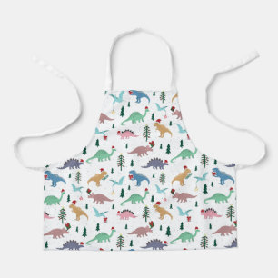 Festive Dinosaurs Christmas Pattern Apron