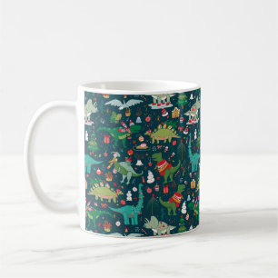 Festive Dinosaurs Christmas Pattern Coffee Mug