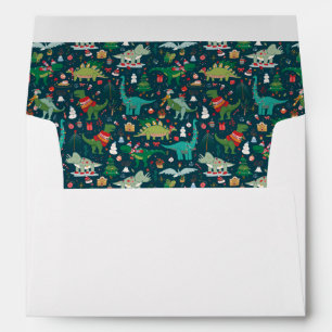 Festive Dinosaurs Christmas Pattern Envelope