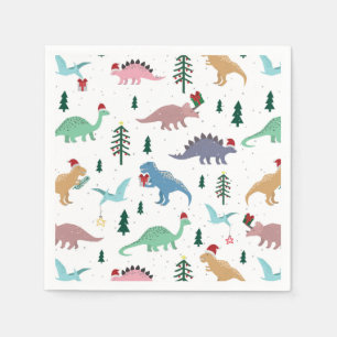 Festive Dinosaurs Christmas Pattern Napkins