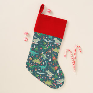 Festive Dinosaurs Christmas Pattern Stocking