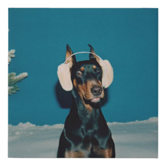 Festive Doberman Faux Canvas Print