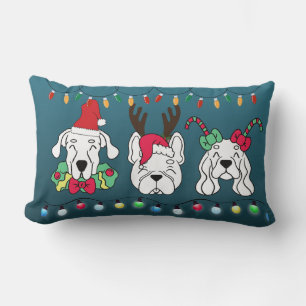 Festive Dog Christmas Pattern-cute holiday dogs Lumbar Pillow