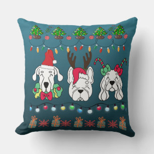 Festive Dog Christmas Pattern-cute holiday dogs Throw Pillow