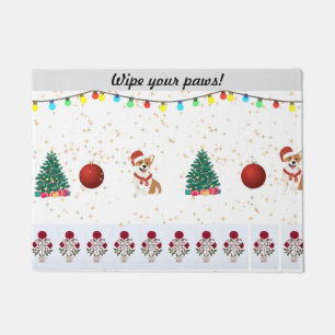 Festive dog christmas theme doormat