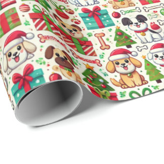 Festive Dog Christmas Wrapping Paper