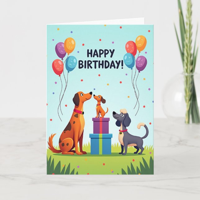 Festive Dog Gift Stack Card (Front)