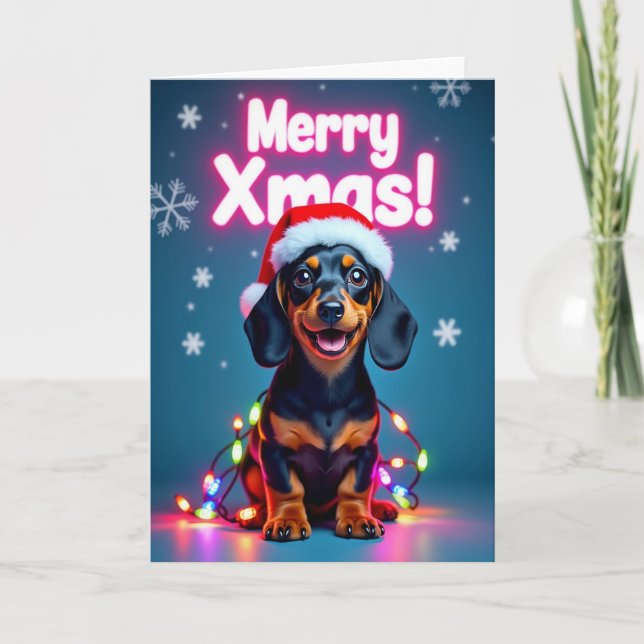 Festive Dog Lights Card (Front)