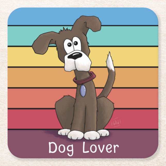 Festive Dog Lover    Square Paper Coaster (Front)