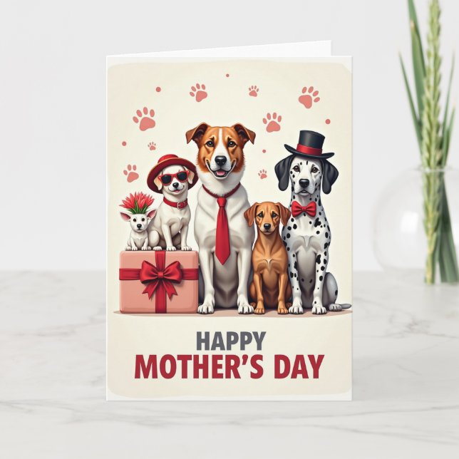 Festive Dog Mothers Day Card (Front)