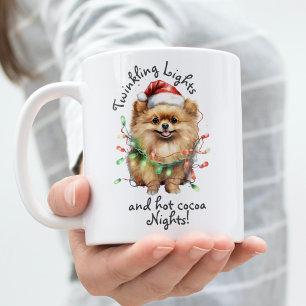 Festive Dog Mug – Lights & Cocoa Quote