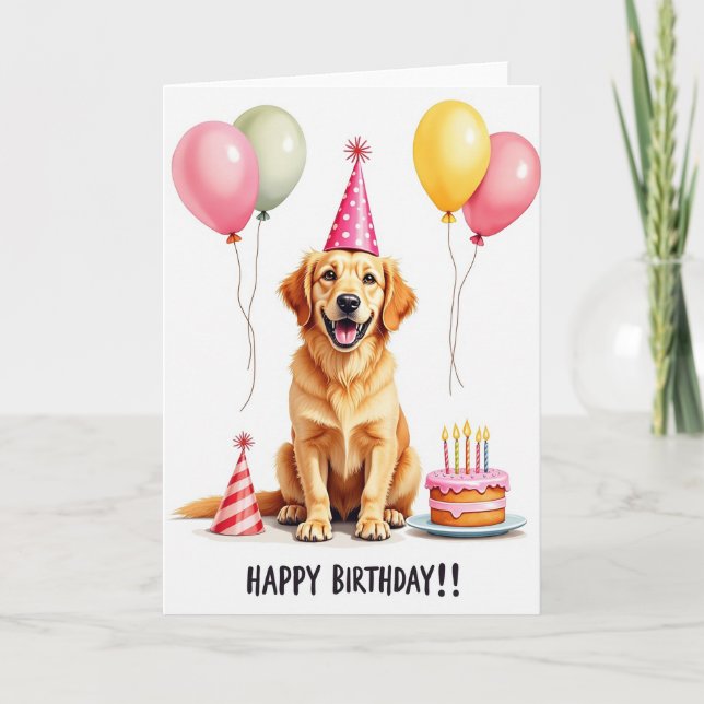 Festive Dog Party Card (Front)