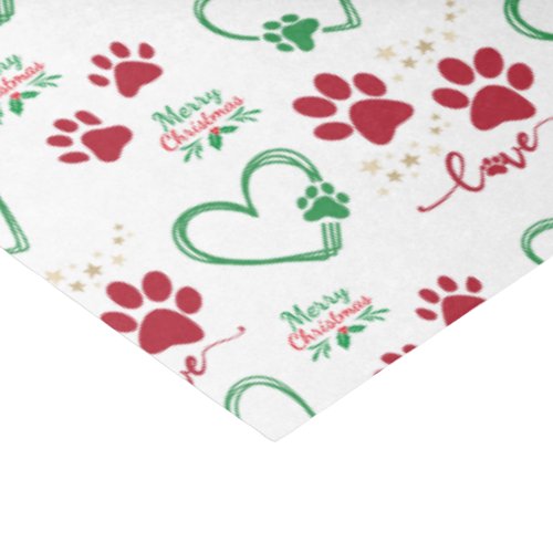 Festive DOG PAW PRINTS and LOVE HEARTS Christmas Tissue Paper