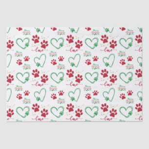 Festive DOG PAW PRINTS and LOVE HEARTS Christmas Tissue Paper