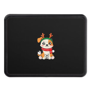 Festive Dog with Reindeer Antlers � Cute Christmas Hitch Cover