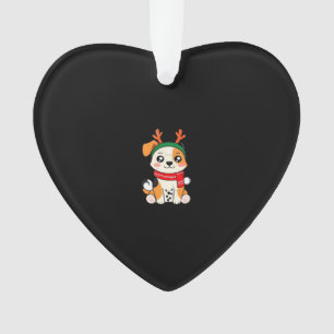 Festive Dog with Reindeer Antlers � Cute Christmas Ornament