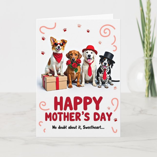Festive Doggie Mothers Day Card (Front)