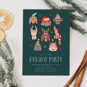 Festive Dogs Christmas Party Invitation