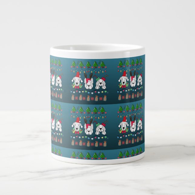 Festive dogs Christmas pattern - cute hoiiday dogs Giant Coffee Mug (Front)