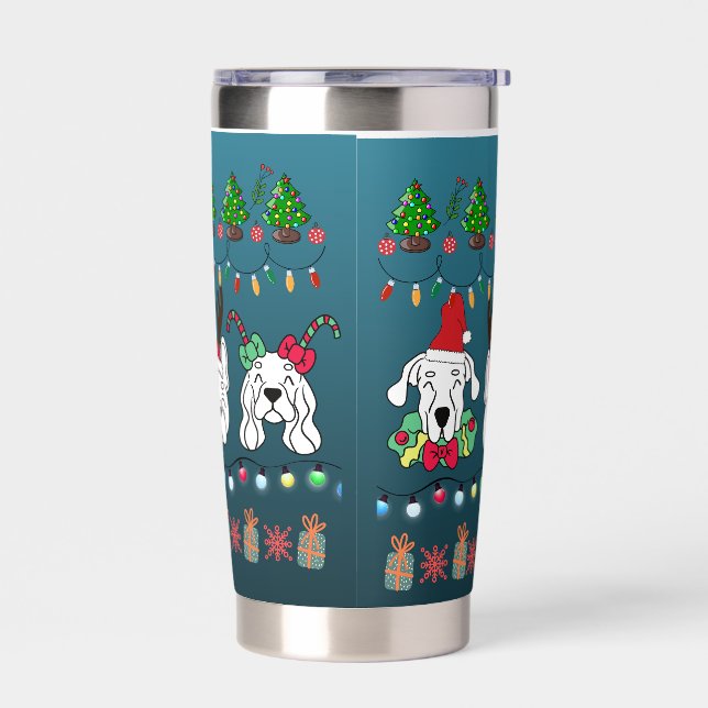 Festive dogs Christmas pattern - cute hoiiday dogs Insulated Tumbler (Left)