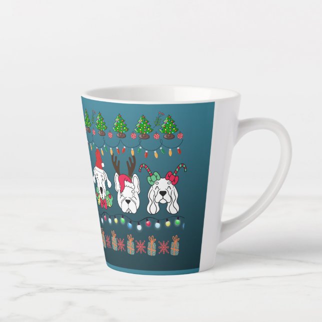 Festive dogs Christmas pattern - cute hoiiday dogs Latte Mug (Right)