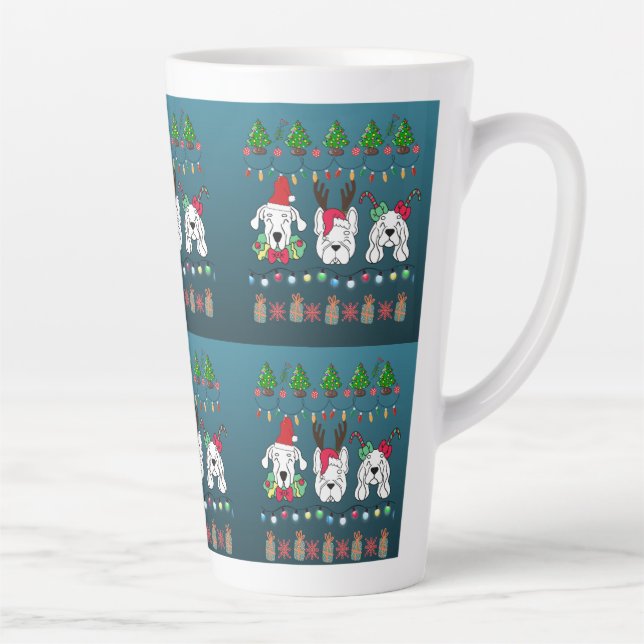 Festive dogs Christmas pattern - cute hoiiday dogs Latte Mug (Right)