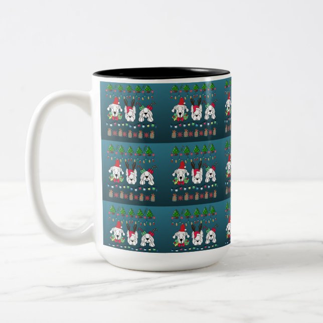 Festive dogs Christmas pattern - cute hoiiday dogs Two-Tone Coffee Mug (Left)