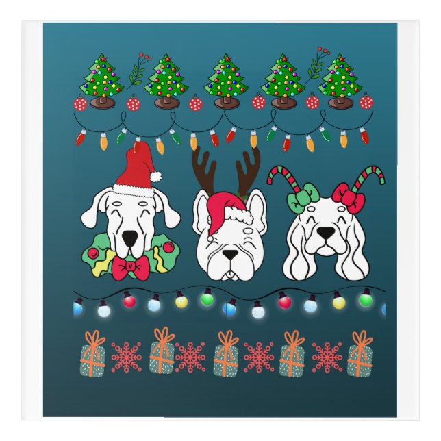 Festive dogs Christmas pattern -cute holiday dogs Acrylic Print (Front)