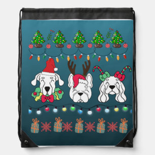 Festive dogs Christmas pattern -cute holiday dogs Drawstring Bag