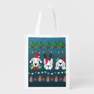 Festive dogs Christmas pattern -cute holiday dogs Grocery Bag