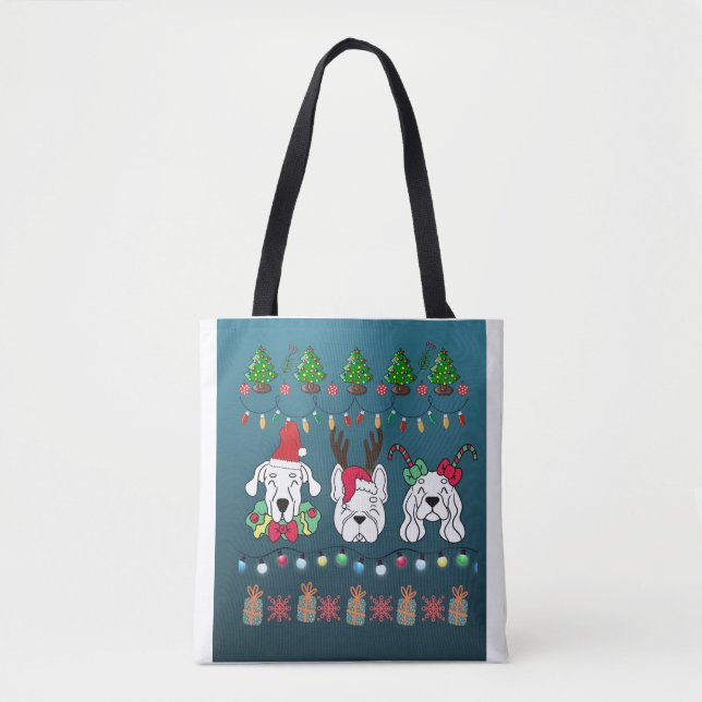 Festive dogs Christmas pattern -cute holiday dogs Tote Bag (Front)