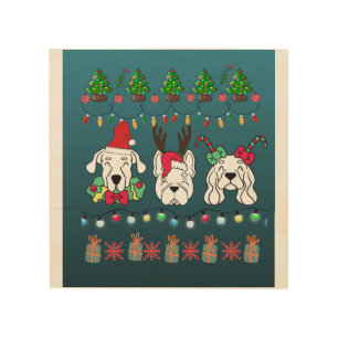 Festive dogs Christmas pattern -cute holiday dogs Wood Wall Art