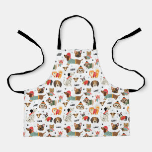 Festive Dogs in Holiday Sweaters Pattern Apron