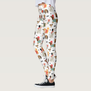 Festive Dogs in Holiday Sweaters Pattern Leggings