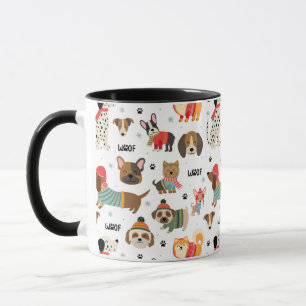 Festive Dogs in Holiday Sweaters Pattern Mug