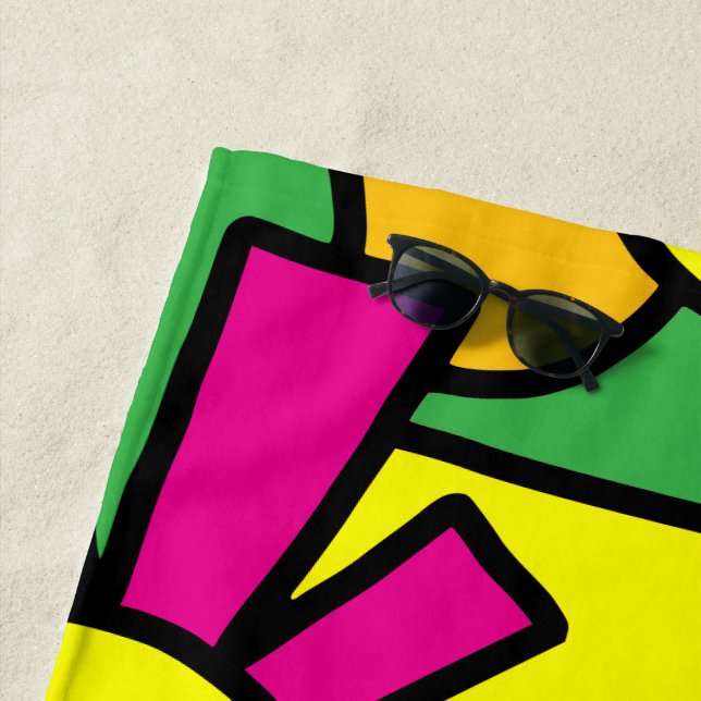 Festive Doodle Art 42 Beach Towel (In Situ)