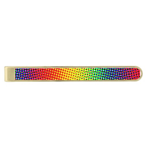 Festive Dots Rainbow Cool Cheerful Fun Colorful Gold Finish Tie Bar