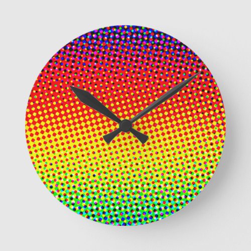 Festive Dots Rainbow Cool Cheerful Fun Colorful Round Clock