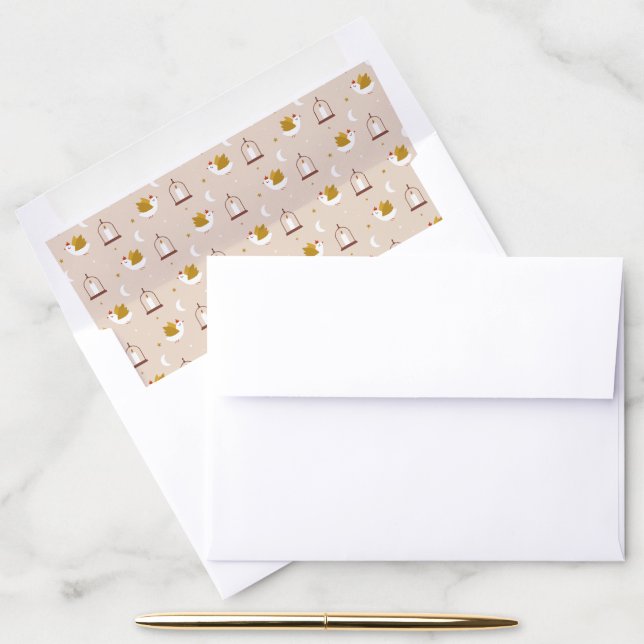 Festive Dove & Lantern Envelope Liner (Desk)