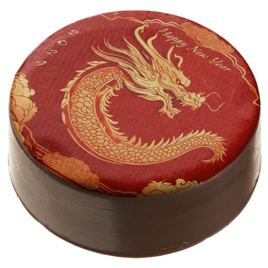 Festive Dragon Chinese New Year Chocolate Covered Oreo (Angled)