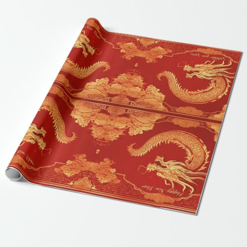 Festive Dragon Chinese New Year Wrapping Paper