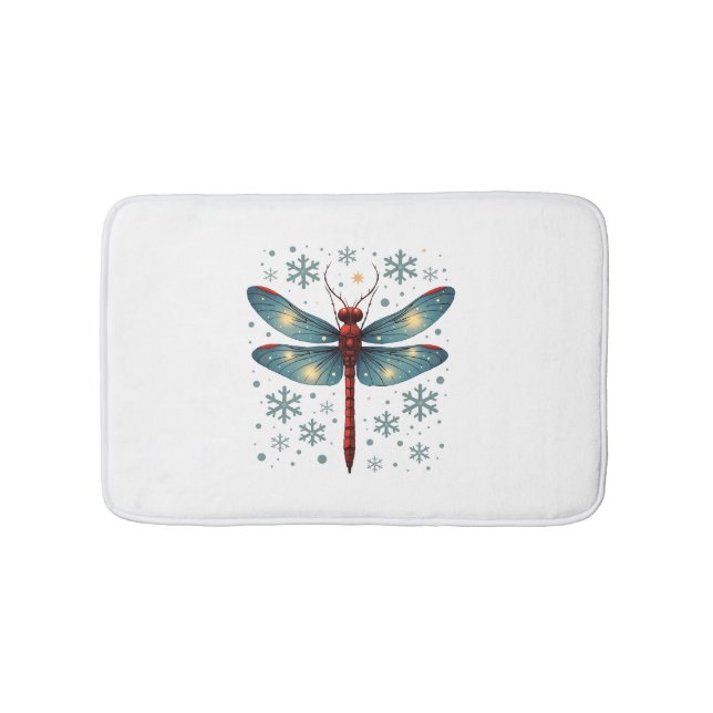 Festive Dragonfly Glow Bath Mat (Front)