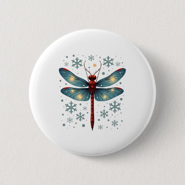 Festive Dragonfly Glow Button (Front)