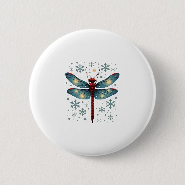 Festive Dragonfly Glow Button (Front)