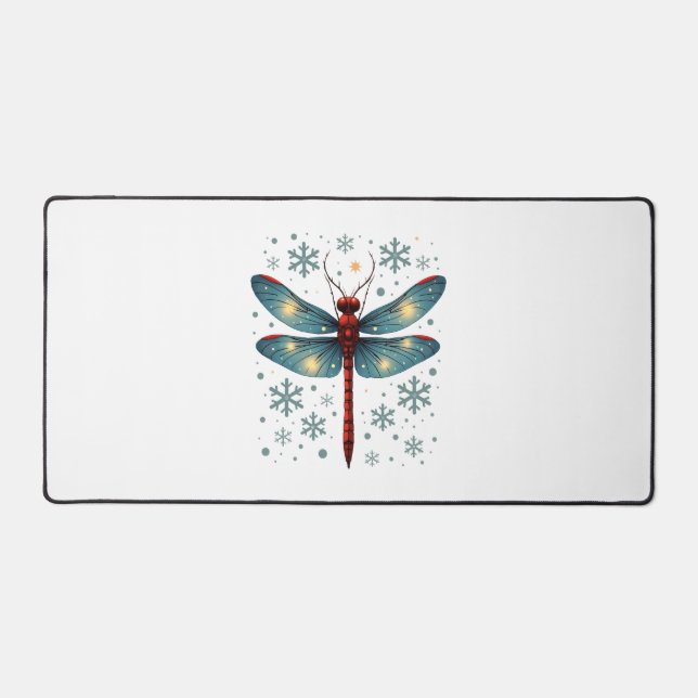 Festive Dragonfly Glow Desk Mat (Front)