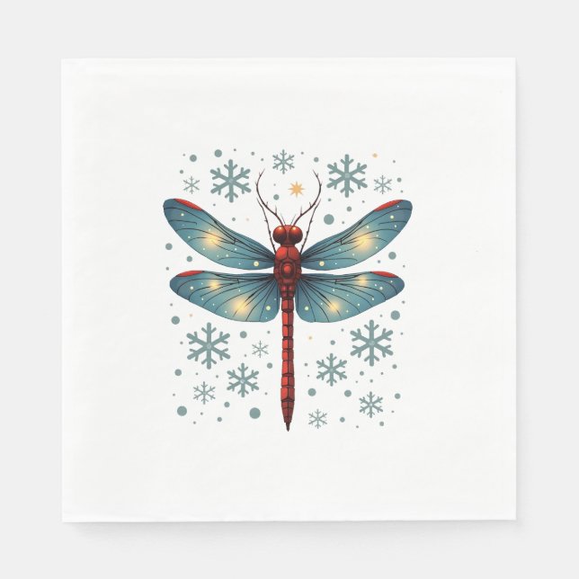 Festive Dragonfly Glow Napkins (Front)