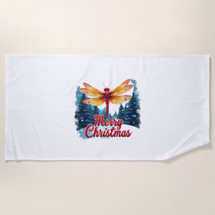 Festive Dragonfly Lights Beach Towel
