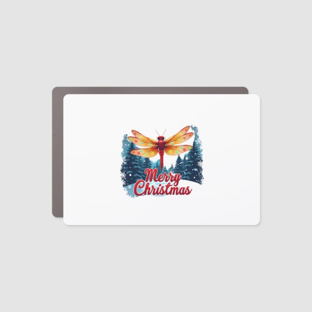 Festive Dragonfly Lights Car Magnet (Front)